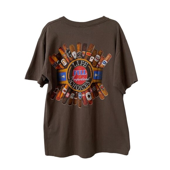Vintage Life Is Full Of Important Choices Cigars Graphic T-Shirt Brown Size XL - Picture 1 of 9